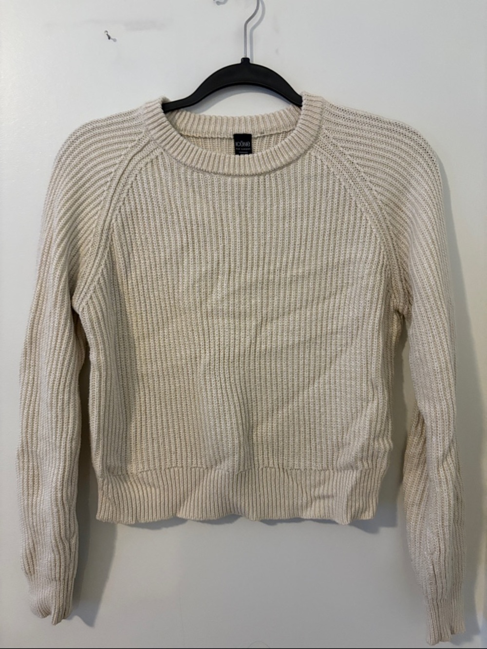 LOU & GREY Cream Ribbed Crewneck Sweater